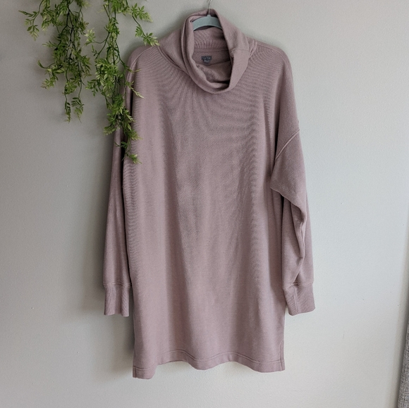 (aerie) Dusty Pink Turtle Neck Sweatshirt Dress Lg - Picture 4 of 15